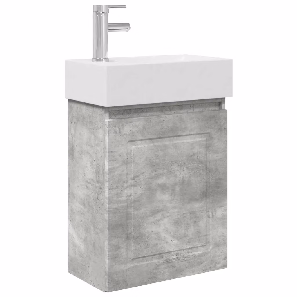 Mobile bagno moderno vidaXL con rubinetto, Grigio e Bianco, L/P/H: 45,5 x 22,5 x 84 cm – 2