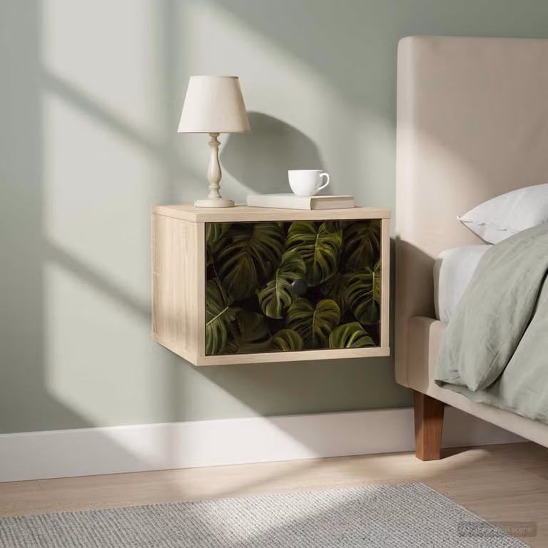 vidaXL Mobiletto da comodino a parete ELBURG Rovere Sonoma e Nero moderno per camera da letto L: 36,0 cm, P: 33,0 cm, H: 25,0 cm