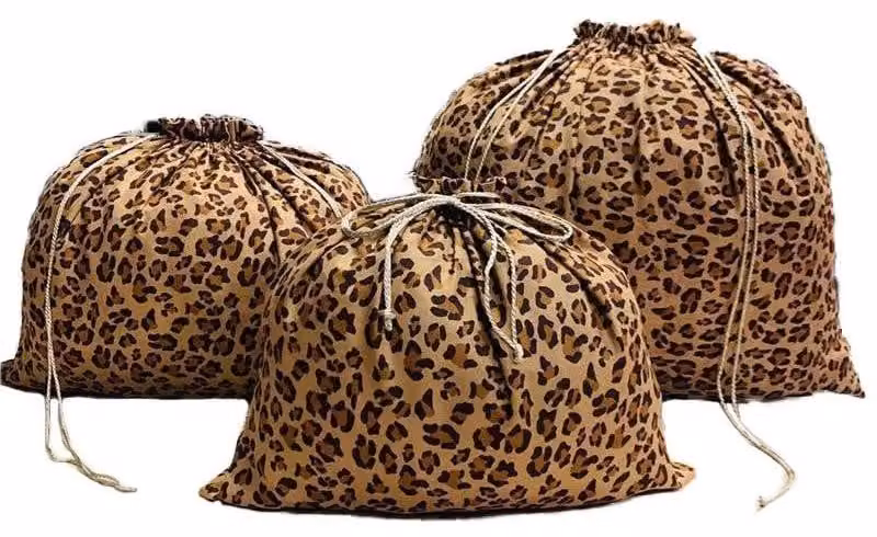 Sacchetti in tessuto con coulisse, 23x23 cm, confezione da 2, con motivo natalizio