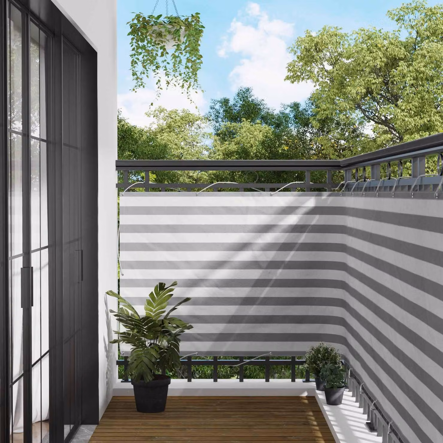 Schermo da balcone Grigio chiaro e bianco 120 x 600 cm