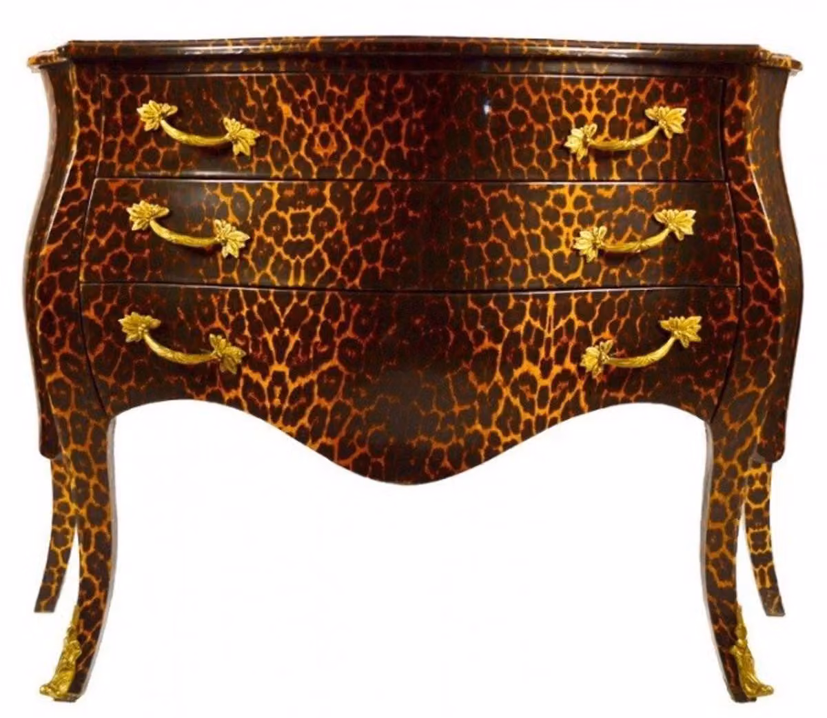 Comò "Casa Padrino" in stile barocco, motivo leopardato, con 3 cassetti, dimensioni 120 x 55 x 85 cm