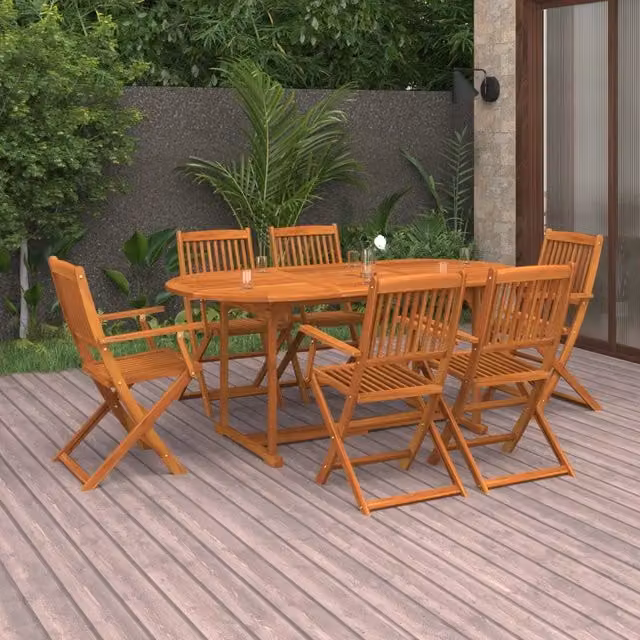 Set da Pranzo da Giardino 7pz 180x90x75cm Legno Massello Acacia 3086970
