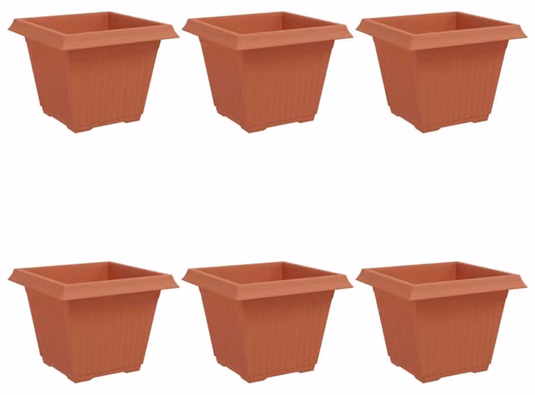 Vaso quadrato per fiori 6 pcs Rosso Mattone 43 x 43 x 33,5 cm