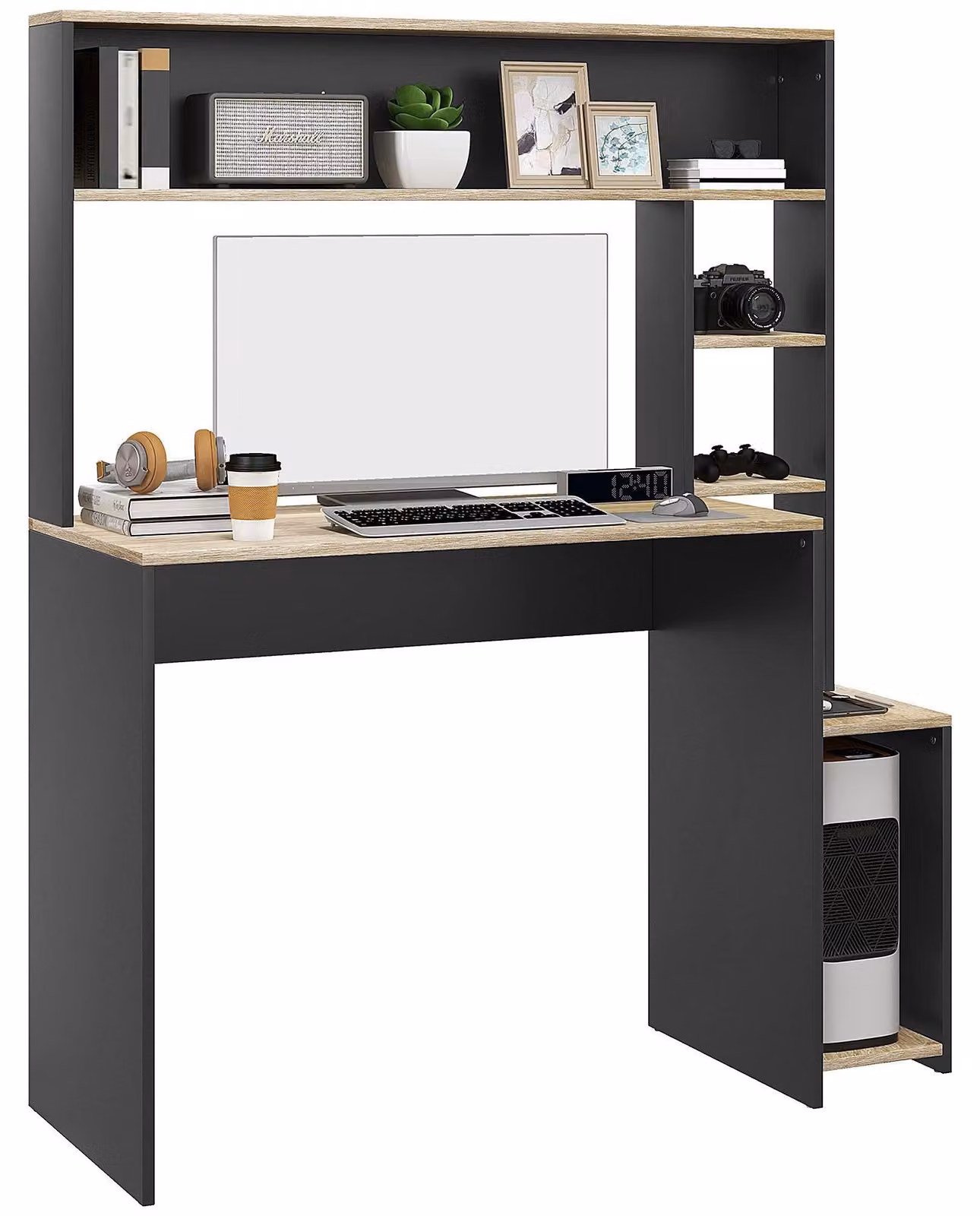 Scrivania - Tavolo per computer - Banco da lavoro - Scrivania - Scrivania con spazio contenitivo - Design compatto