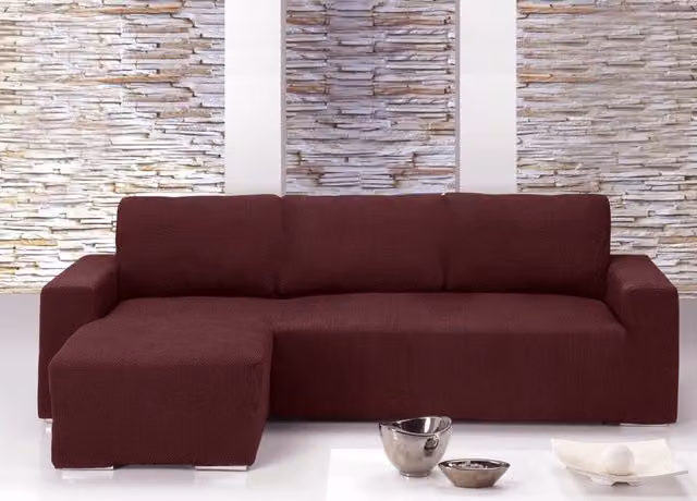 Copridivano con Penisola Chaise Longue Modello Capri Biancheriaweb Bordeaux Sinistra – 1