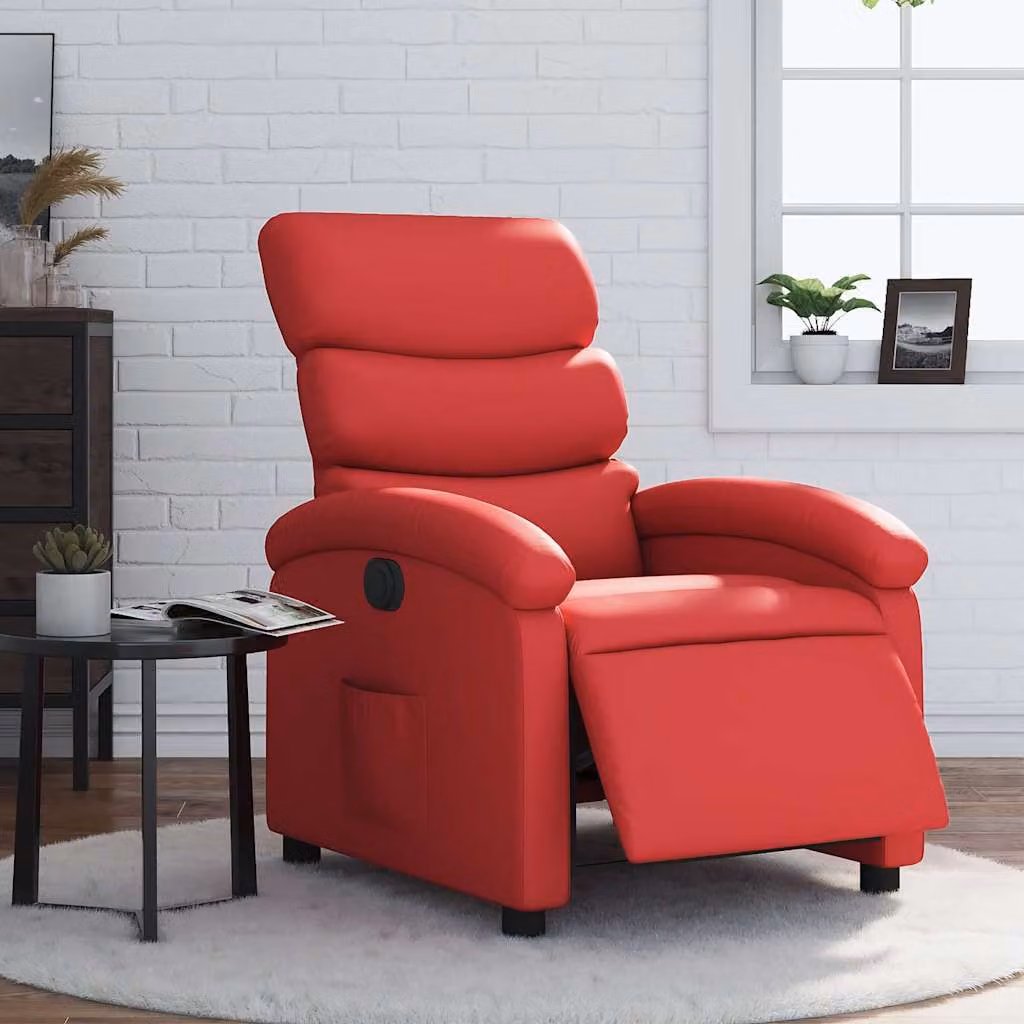 Poltrona Reclinabile Elettrica vidaXL in Similpelle Rossa con Braccioli e Funzione Auto-Return