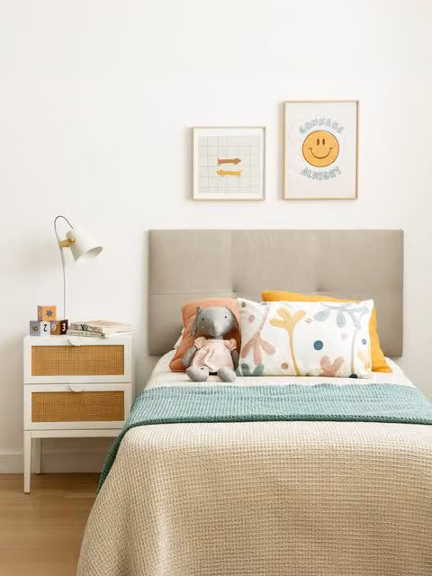 Testata imbottita Ilan Kenay Home colore perla per camera da letto e cameretta dei bambini