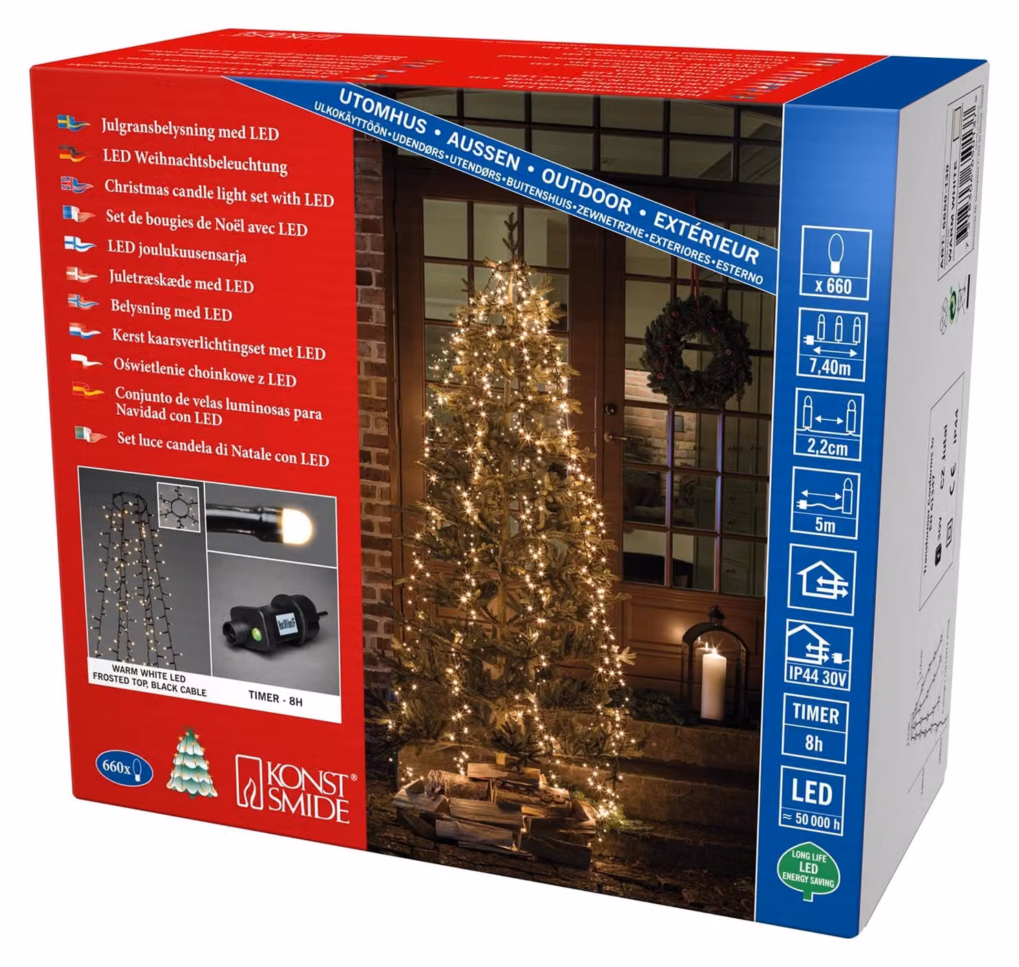 Lampada a sospensione con 660 micro-LED bianchi caldi, 6 fili, timer integrato, grado di protezione IP44
