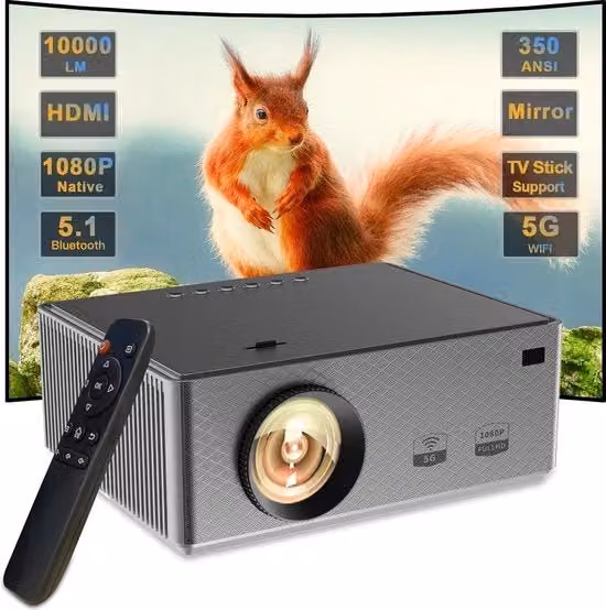 Proiettore portatile supporta 4K 170 pollici Full HD home cinema 500 Ansi lumen proiettore WiFi Bluetooth con parole chiave popolari aggiunte Proiettore Jumbotron.