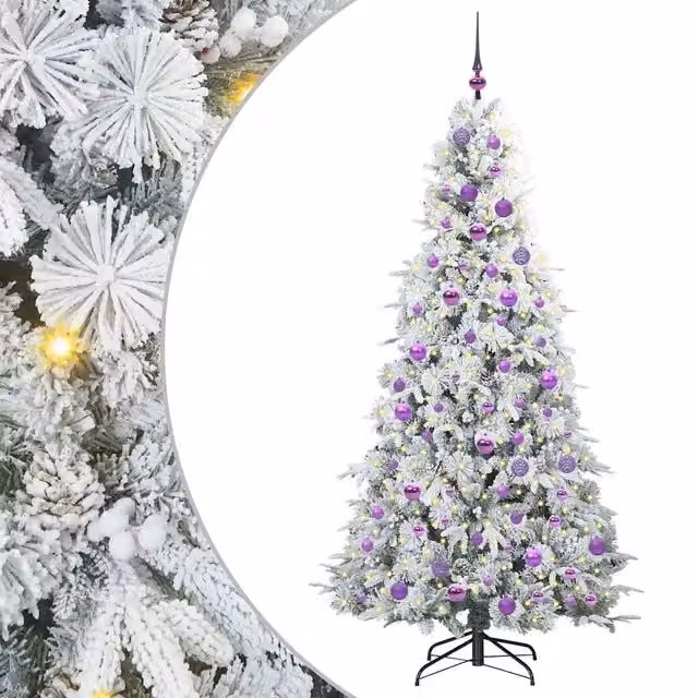 Albero di Natale artificiale moderno vidaXL bianco con luci LED bianco caldo, Altezza: 180 cm