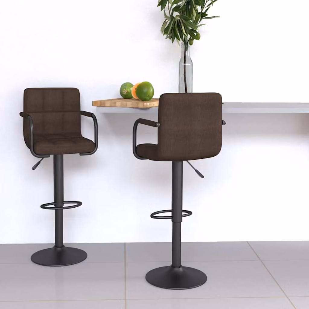 Set di 2 sgabelli da bar vidaXL moderni in tessuto marrone con seduta girevole a 360 gradi