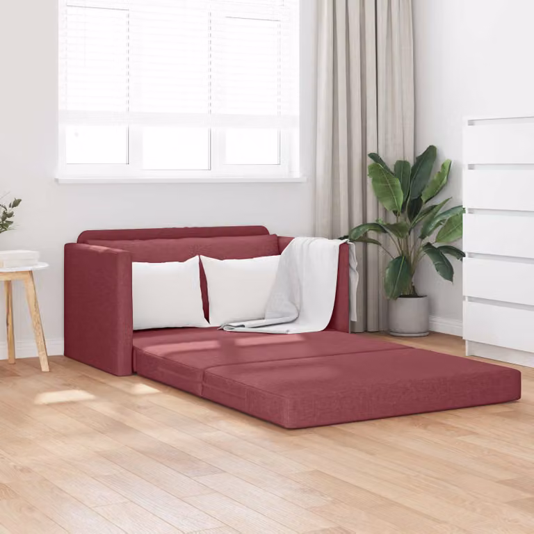 Divano letto vidaXL in tessuto rosso per il tuo soggiorno L 124 x P 71 x H 78 cm