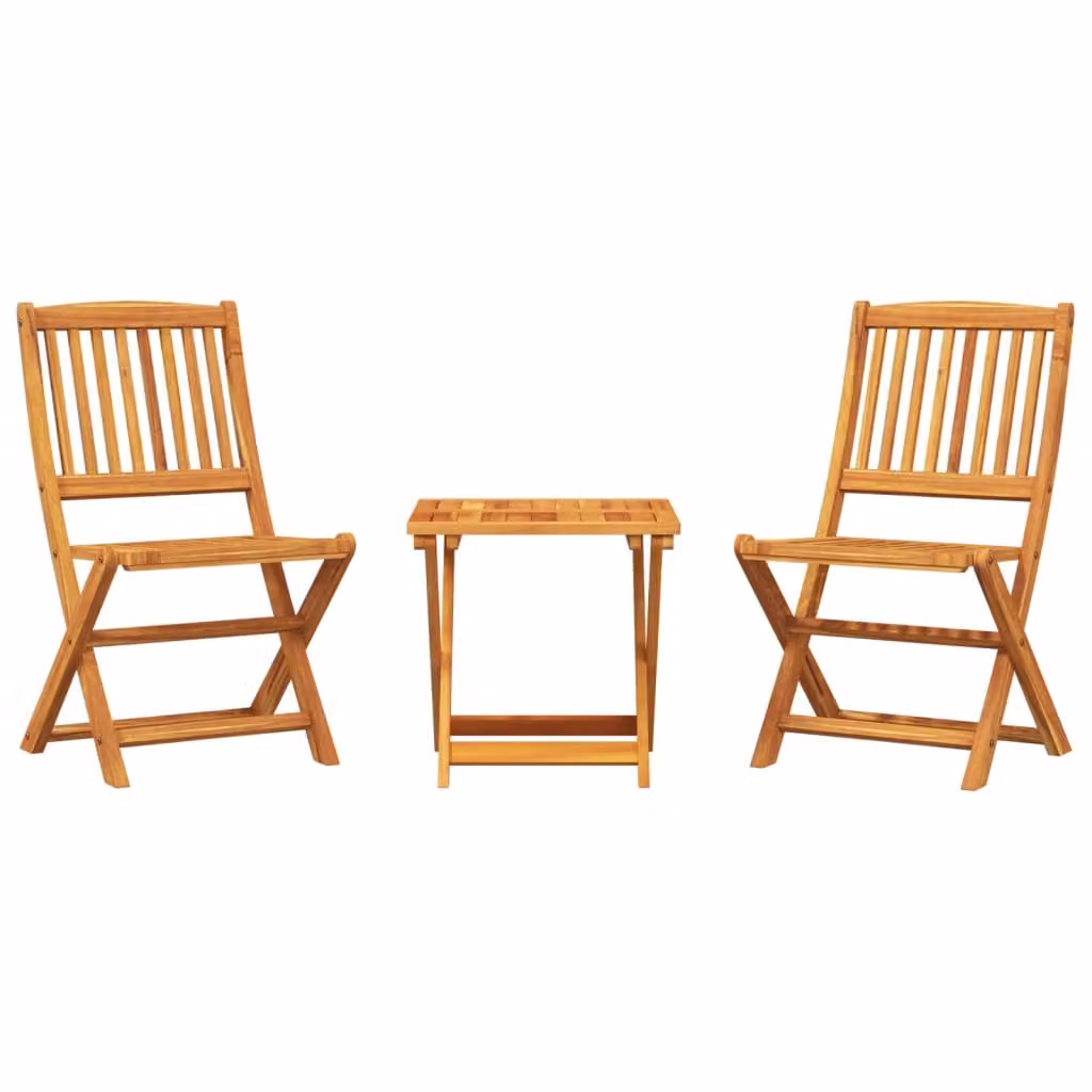 Set da Pranzo da Giardino Pieghevole 3 pz in Massello di Acacia