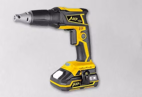 Avvitatore per cartongesso Akifix AKP 18V con 2 batterie al litio da 2Ah, colore giallo