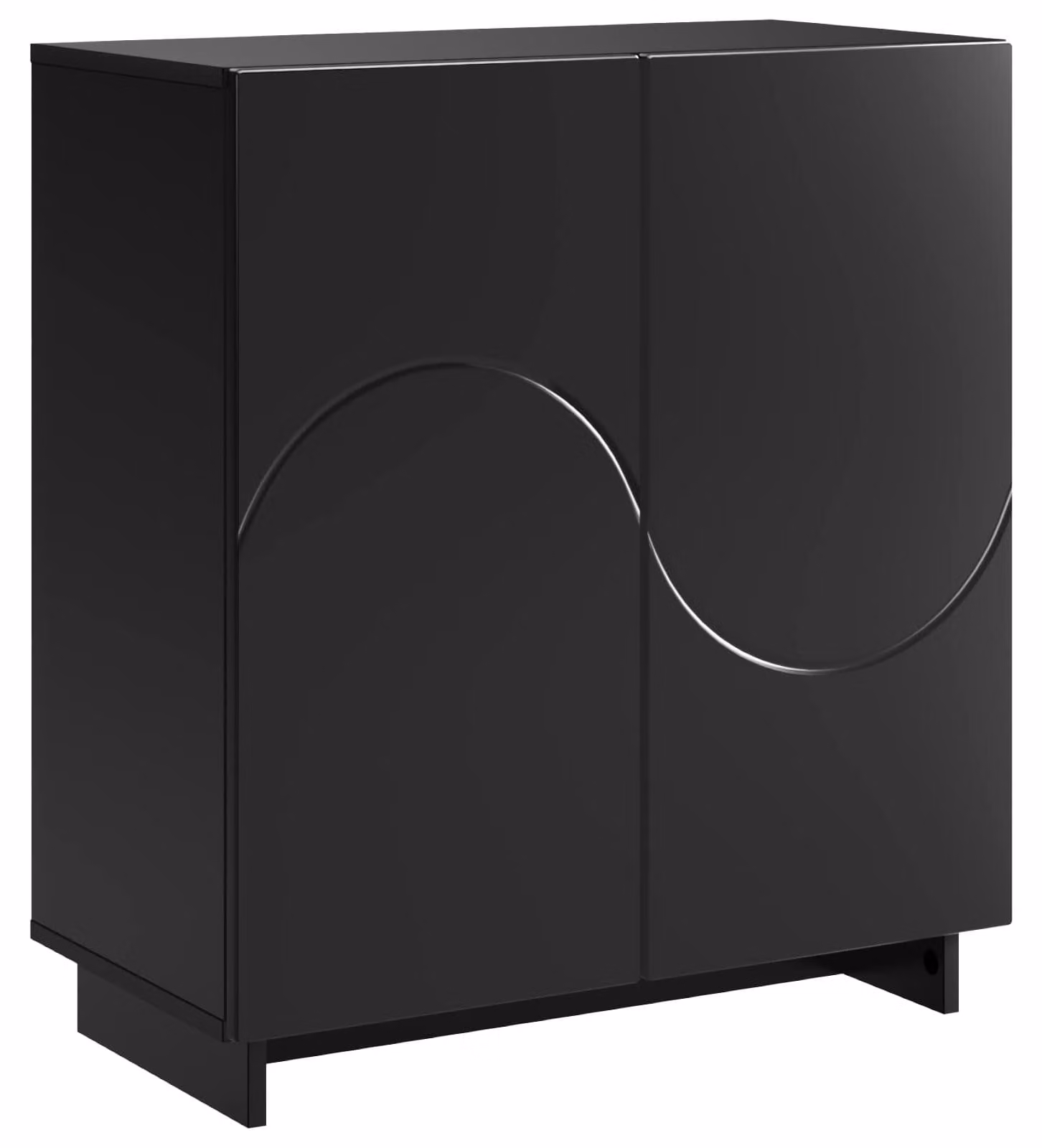 Mobile contenitore Schwarz, dimensioni 67 x 34,5 x 75 cm, realizzato in materiale composito di legno