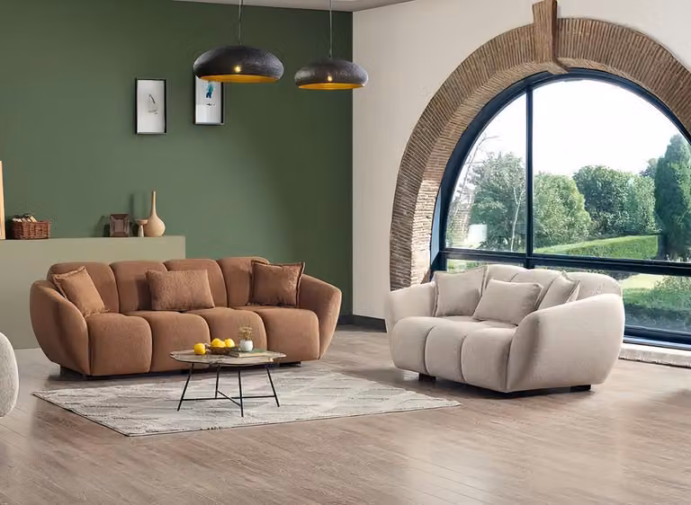 Sofagarnitur Couch Set Polster Möbel Einrichtung 3+2 Sitz Couchen Stoffsofa