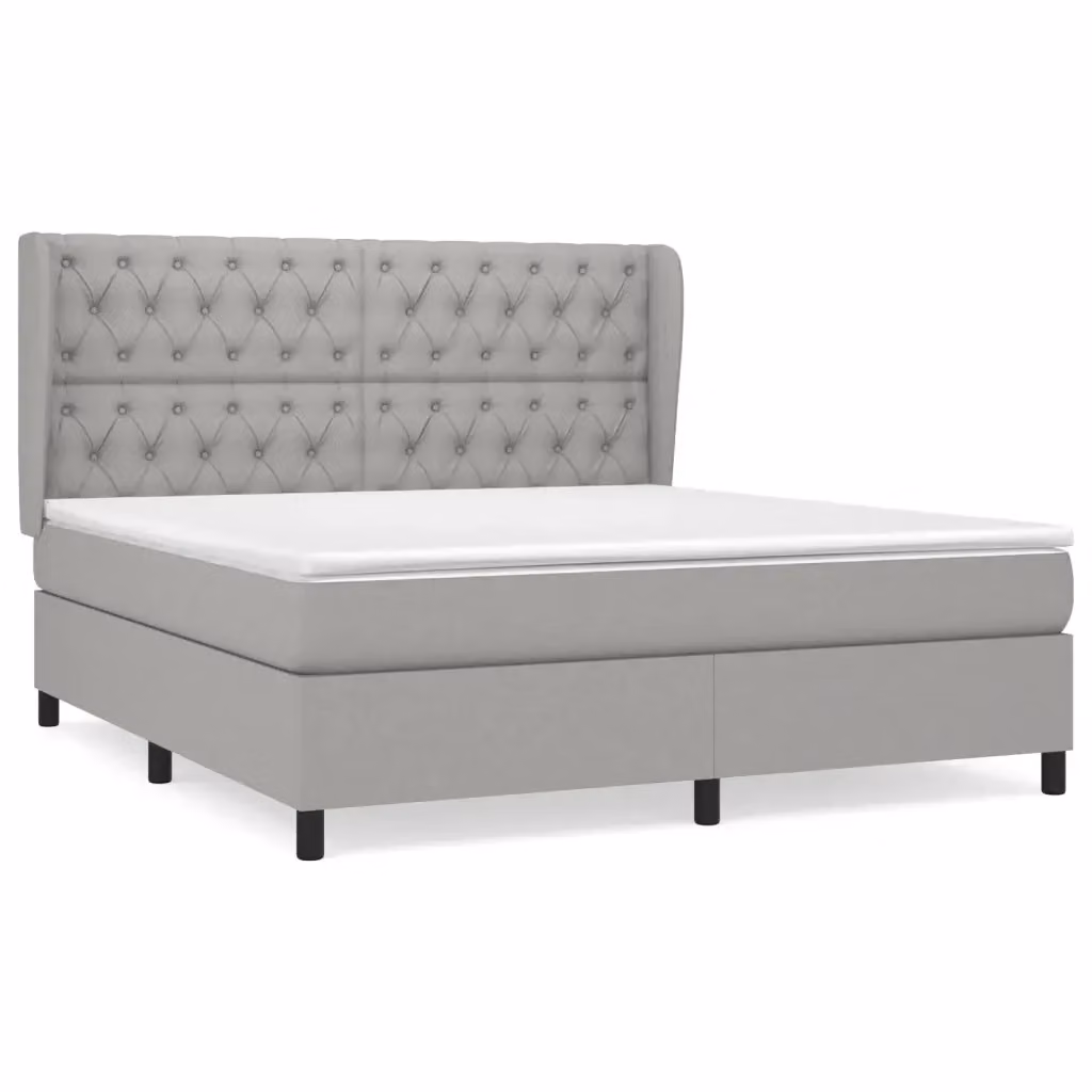 vidaXL Giroletto a Molle con Materasso Ibrido in Tessuto Grigio Chiaro e Bianco L/P/H: 160 x 200 cm – 2