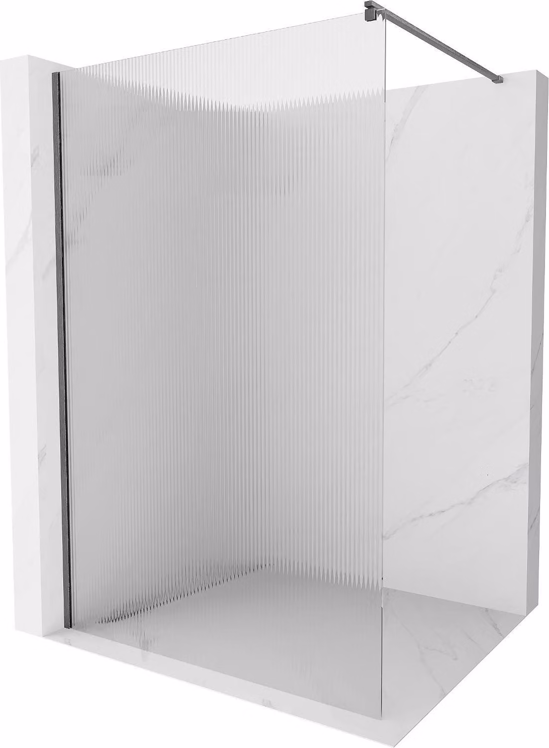 Mexen Kioto parete doccia Walk-in 80 x 200 cm, strisce 8 mm, grigio canna di fucile spazzolato - 800-080-101-66-09