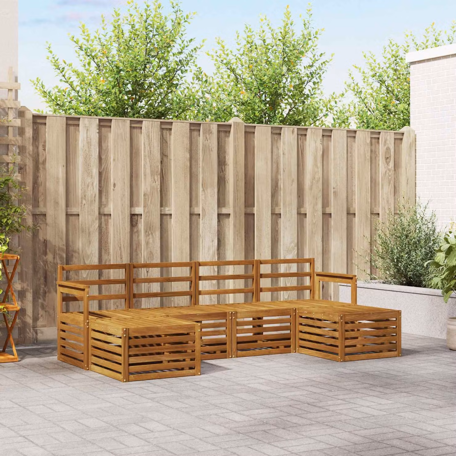 Set di divani da esterno vidaXL 6 pz in legno di acacia marrone con cuscini inclusi