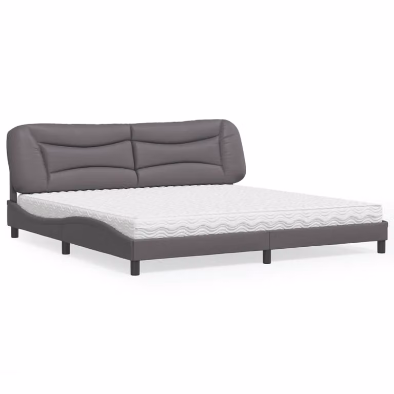 Letto con Materasso Hvar vidaXL Grigio 200x200 cm in Similpelle e Tessuto