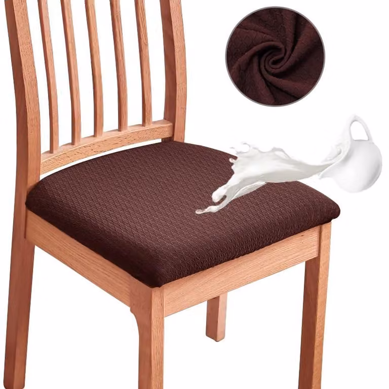Elzusha - Copripoltrone da pranzo in tessuto Jacquard, impermeabili, set di 6, removibili, lavabili, motivo a quadri, adatti per bevande come il caffè