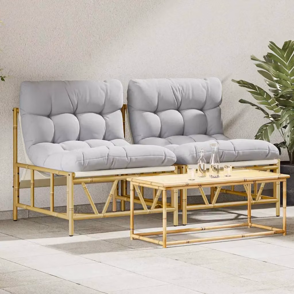 Set di 2 sedute da esterno moderne in acciaio verniciato grigio con cuscini e tessuto textilene CFW7014121 – 2