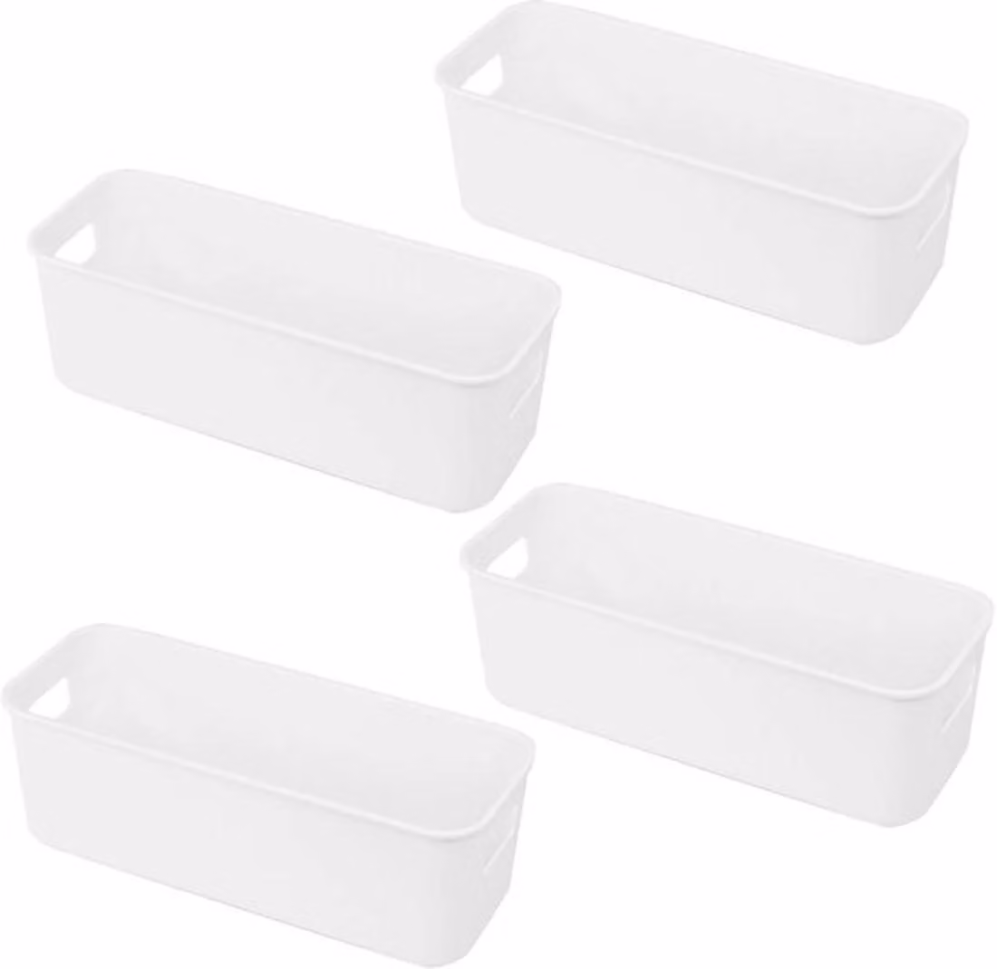 Set Azomor® composto da 4 contenitori multifunzionali per bagno e cucina, impilabili e salvaspazio