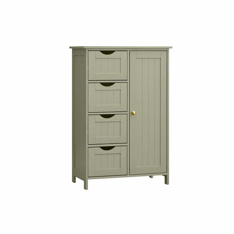 Mobile da Bagno, con 4 Cassetti, 30 x 55 x 82 cm, Verde Foresta / Con 4 Cassetti (30P x 55l x 82H cm)