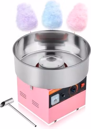 Macchina per Zucchero Filato Commerciale Vevor da 1000 W con Ciotola in Acciaio Inox da 38 cm, Rosa