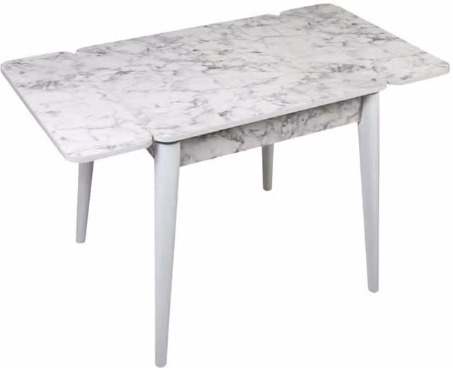 TAVOLO ALLUNGABILE IN LEGNO AD EFFETTO MARMO 70X 80 X 75 CM COLORE BIANCO