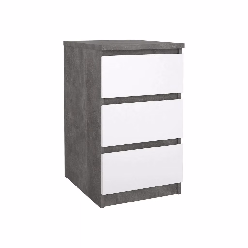 Cassettiera DMORA multiuso per camera da letto e soggiorno, finitura Cemento e Bianco lucido, L: 50 cm, P: 40 cm, H: 70 cm – 2