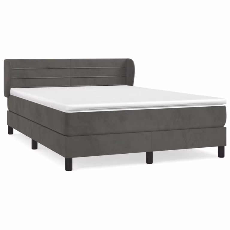 Giroletto a Molle con Materasso Grigio Scuro 160x200 cm Velluto