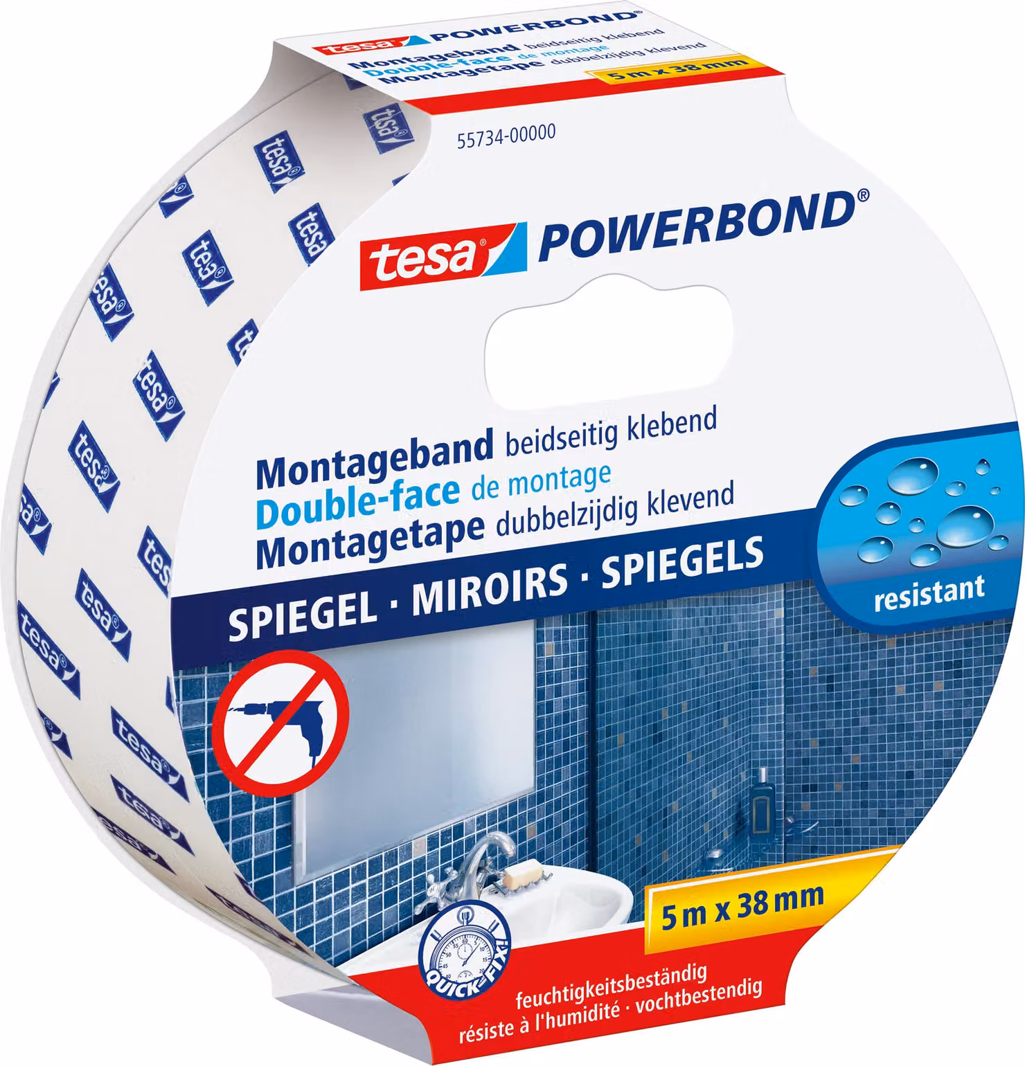 tesa Powerbond Montageband Spiegel 5m 38mm