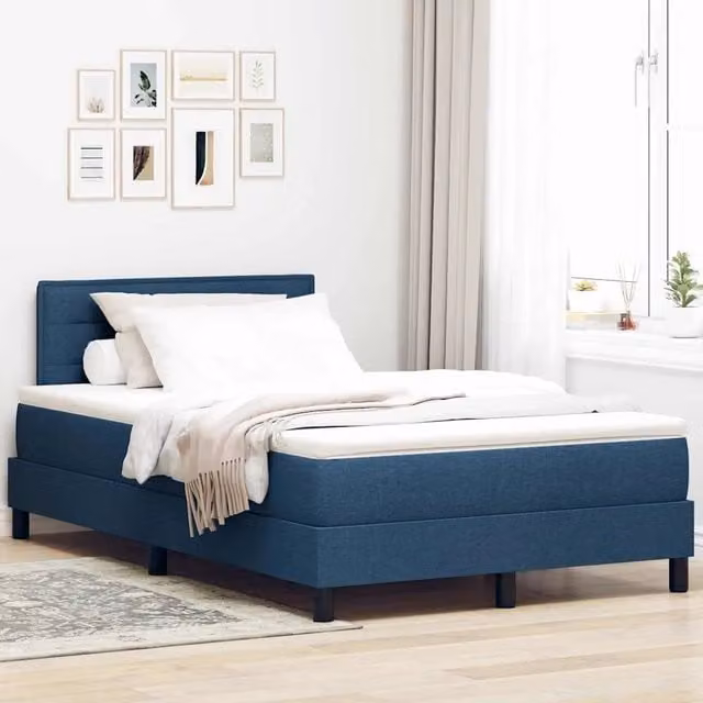 Letto ibrido con materasso e testiera in tessuto blu vidaXL L/P: 120 x 200 cm – 1