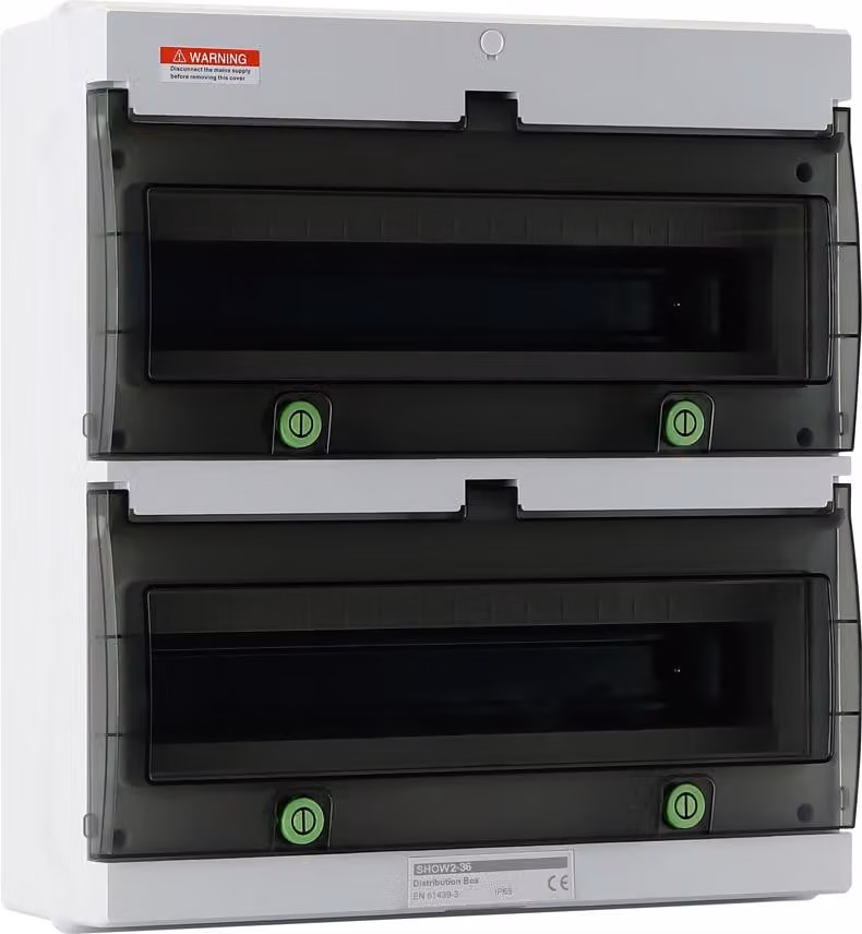 Quadro di distribuzione Offgridtec da 36 moduli con guida DIN, grado di protezione IP66, resistente ai raggi UV, a prova di acqua e polvere