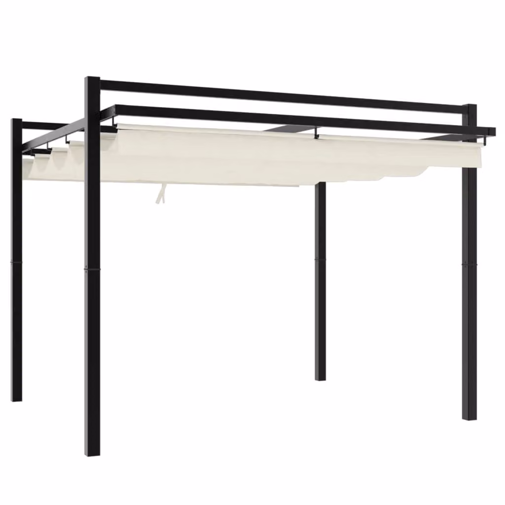 Gazebo da Giardino con Tetto Retrattile Crema 3x3m in Alluminio