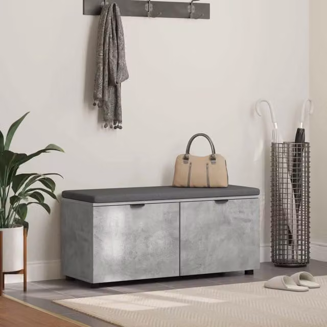 Panca per ingresso con cuscino vidaXL in stile moderno, colore grigio, L 100 x P 38 x H 46 cm