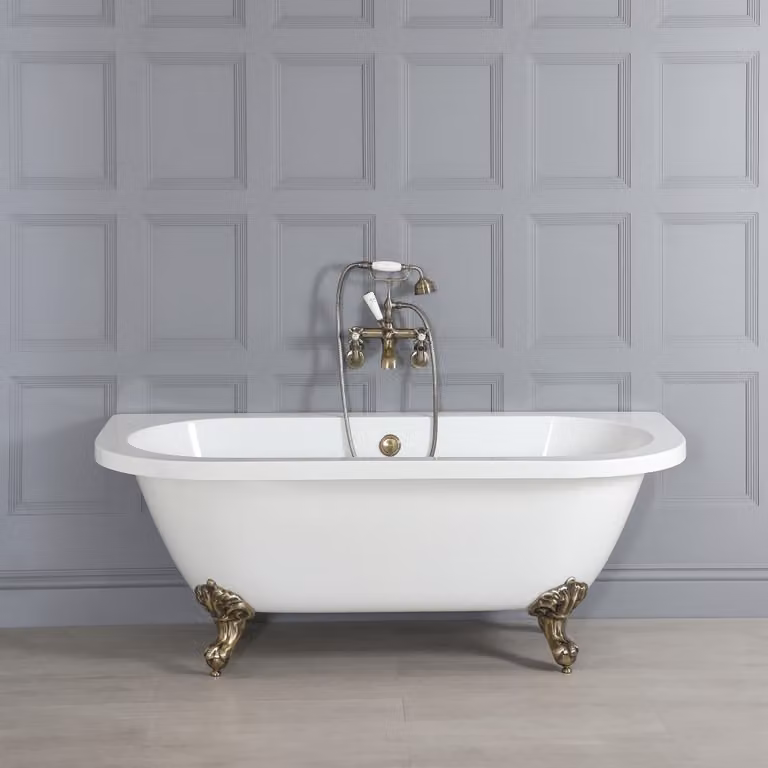 Vasca da Bagno Freestanding a Parete con Piedini Oro Spazzolato 1685 x 780mm - Richmond