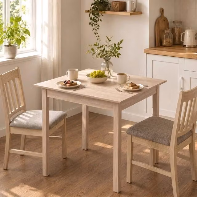 Tavolo da pranzo quadrato ULEVR 75x75x76 cm in legno di pino naturale per cucina e sala da pranzo