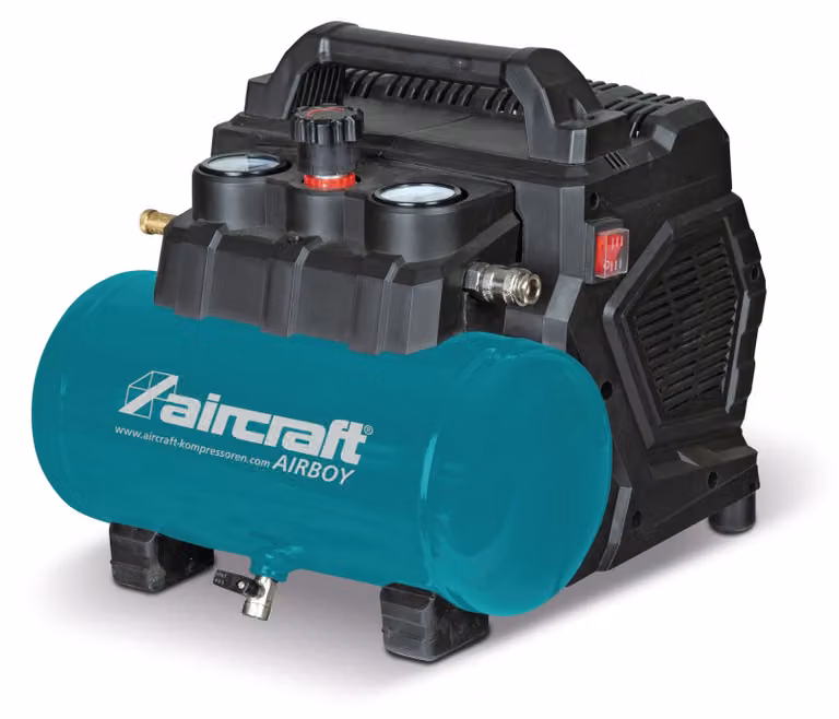 Compressore d'aria senza olio, capacità 6 litri, potenza 900 watt, compatto e silenzioso