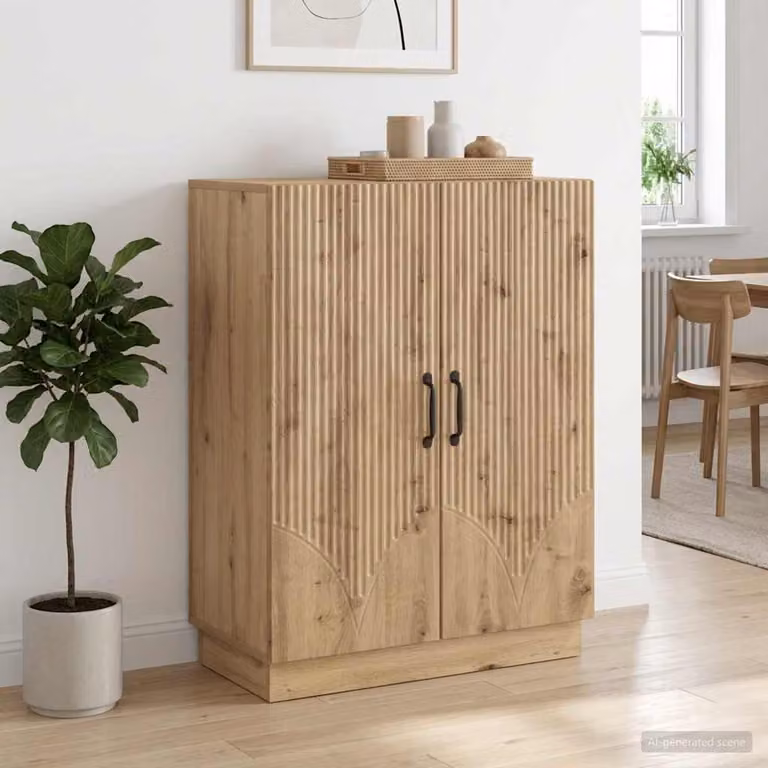 Credenza moderna vidaXL in legno e metallo color marrone L: 66 cm, P: 34,5 cm, H: 87 cm