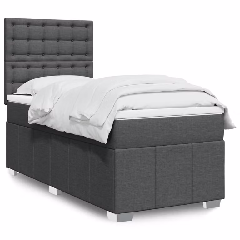 vidaXL Letto Ibrido con Materasso a Molle Insacchettate Grigio e Bianco L/P/H: 80 x 200 cm