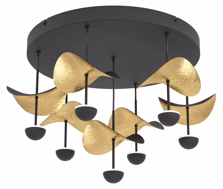 Lampada a soffitto Dracera, nera con dettagli dorati