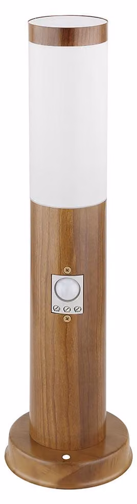 Lampada da parete, acciaio inossidabile con aspetto legno, sensore di movimento, altezza 45 cm