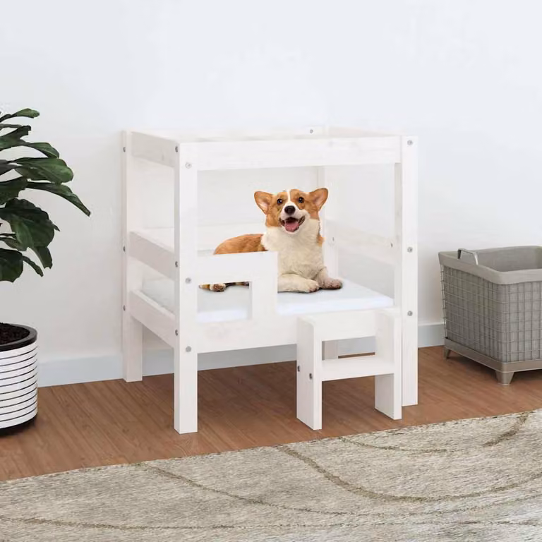 Cuccia per cani vidaXL in legno di pino bianco L: 55,5 cm, P: 53,5 cm, H: 60 cm