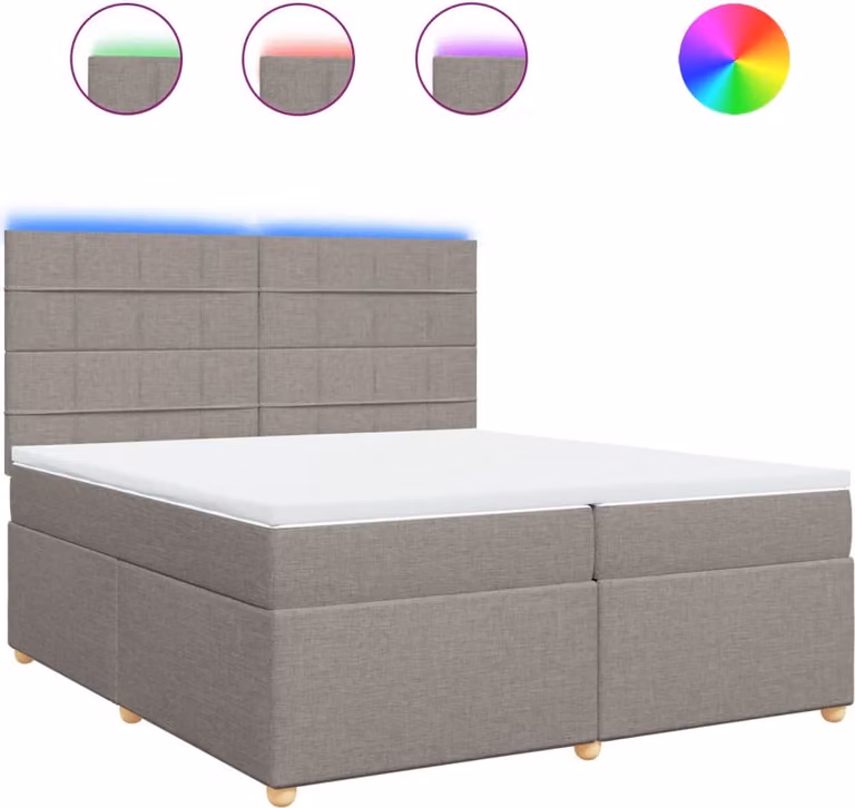 Letto a molle con materasso Taupe 200x200 cm in tessuto