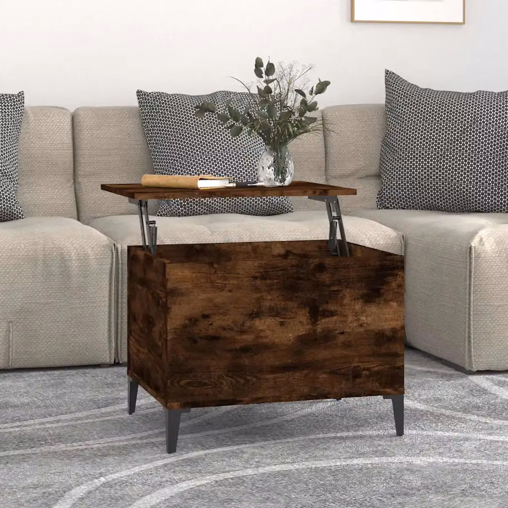 Tavolino da salotto vidaXL in legno e metallo, colore marrone rovere, L: 60 cm, P: 44,5 cm, H: 45 cm