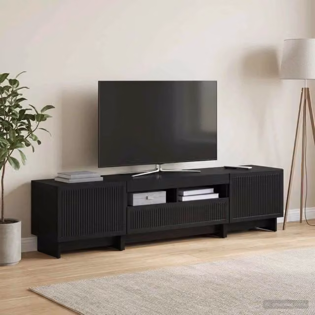 Mobile TV LED a 5 pezzi Nero Legno ingegnerizzato 3416415