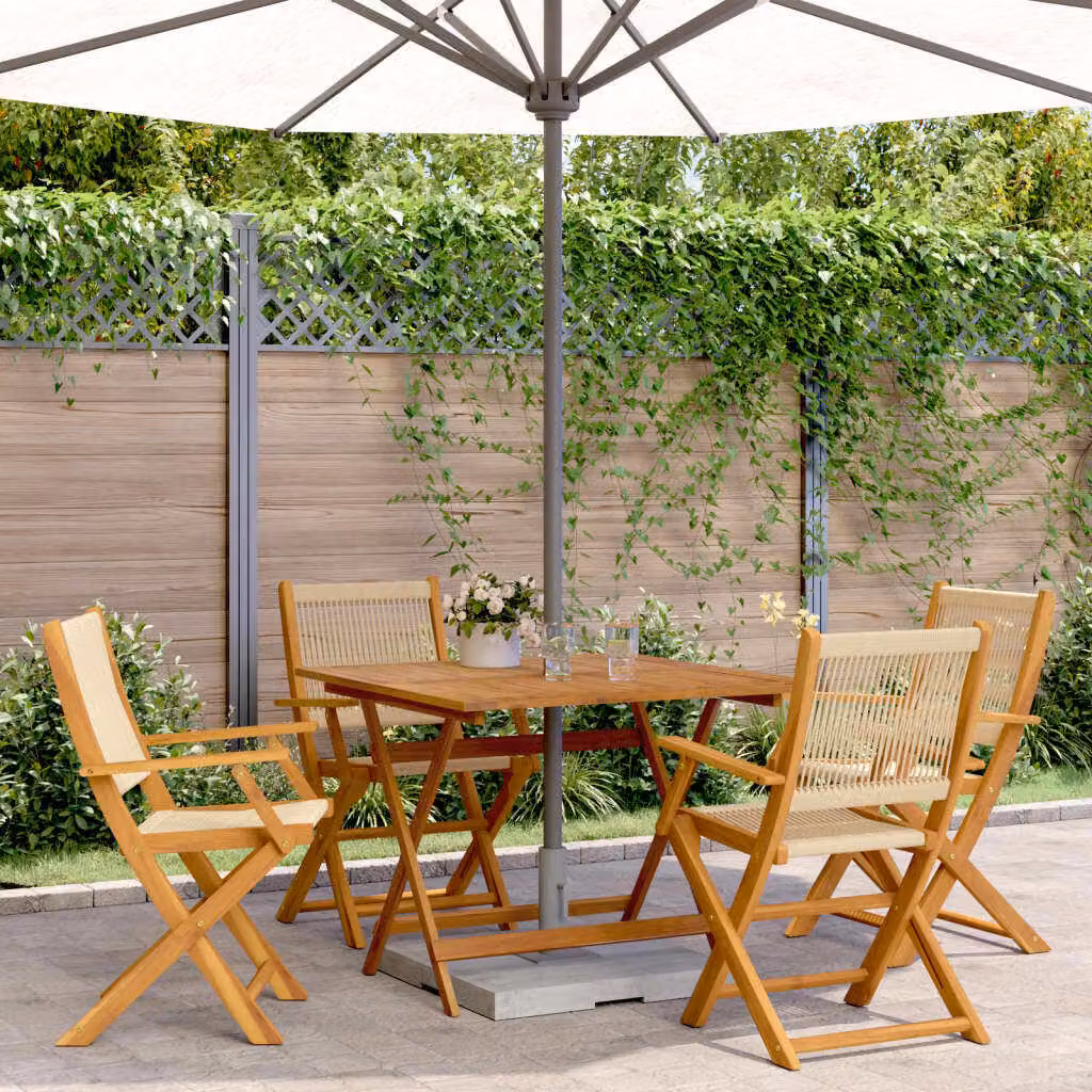 Maison Exclusive - Set da pranzo da giardino 5 pezzi in polipropilene e legno massello, beige