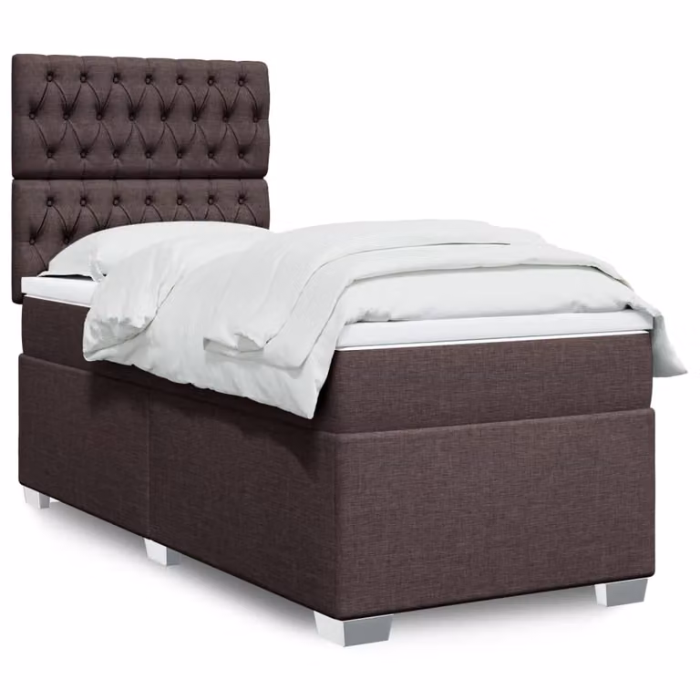 vidaXL Giroletto a Molle con Materasso Ibrido in Tessuto Marrone e Bianco L/P/H: 200 x 80 x 150,5 cm
